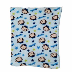 2014 Cutie Pie Monkey Skateboard Stars Blue Security Lovey Blanket 35" X 35"